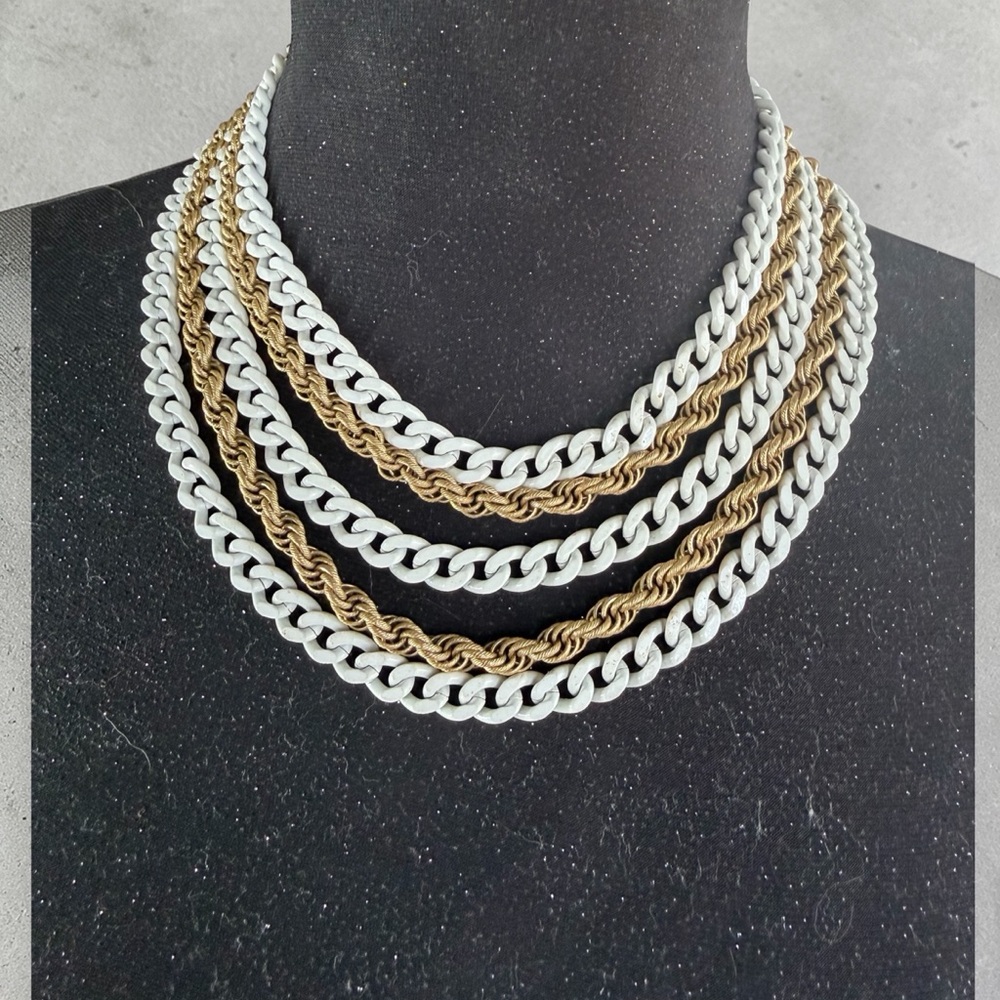 Monet Multi-Strand Two-Tone Necklace in Gold and White